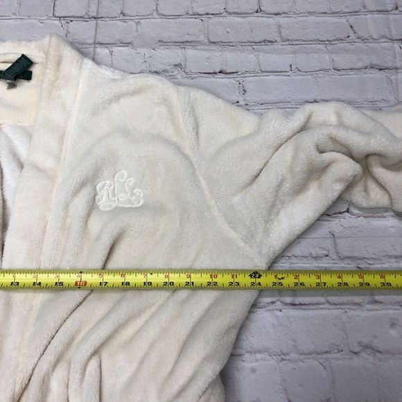 Ralph Lauren Women Polyester Fleece Bath Robe Size Extra Large White B220 -11 - Picture 3 of 15